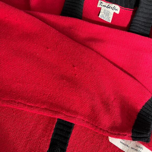 Vintage Timber Lea Womens Sweater Cardigan Collared Button Down Dog Theme Red 2X - Picture 14 of 14